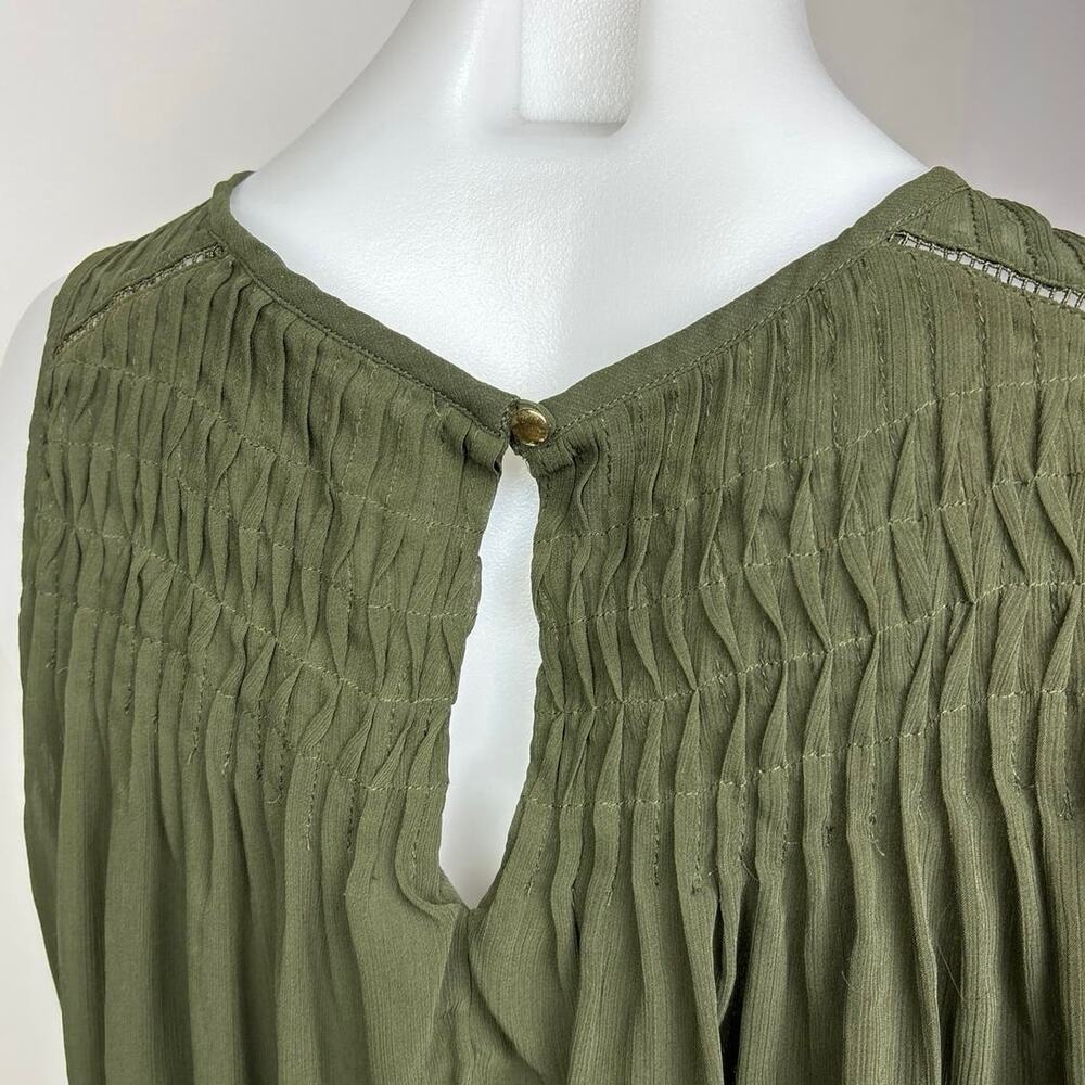 Banana Republic Green Pleated Ruched Pintuck Sleeveless Blouse Tank Top Size S - Picture 6 of 8